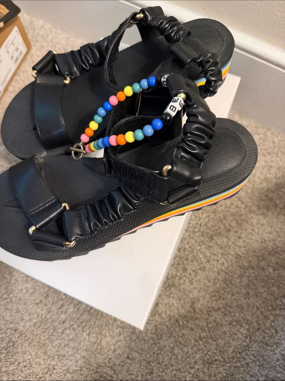 Kurt Geiger Kids Black Beaded Anklet Sandals
